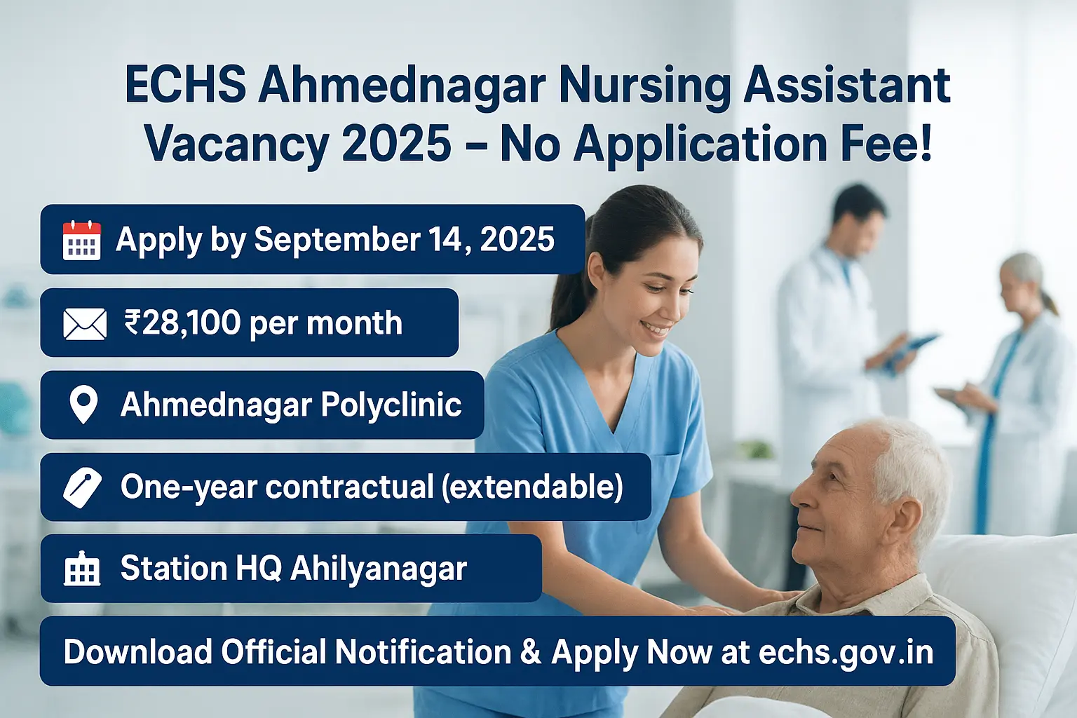 ECHS Ahmednagar Nursing Assistant Vacancy 2025